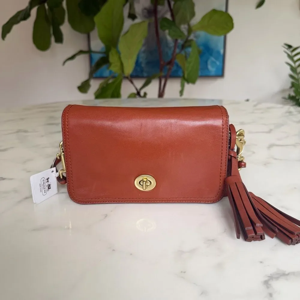 Coach Legacy Leather Penny Shoulder Crossbody Bag 19914 British Tan Cognac